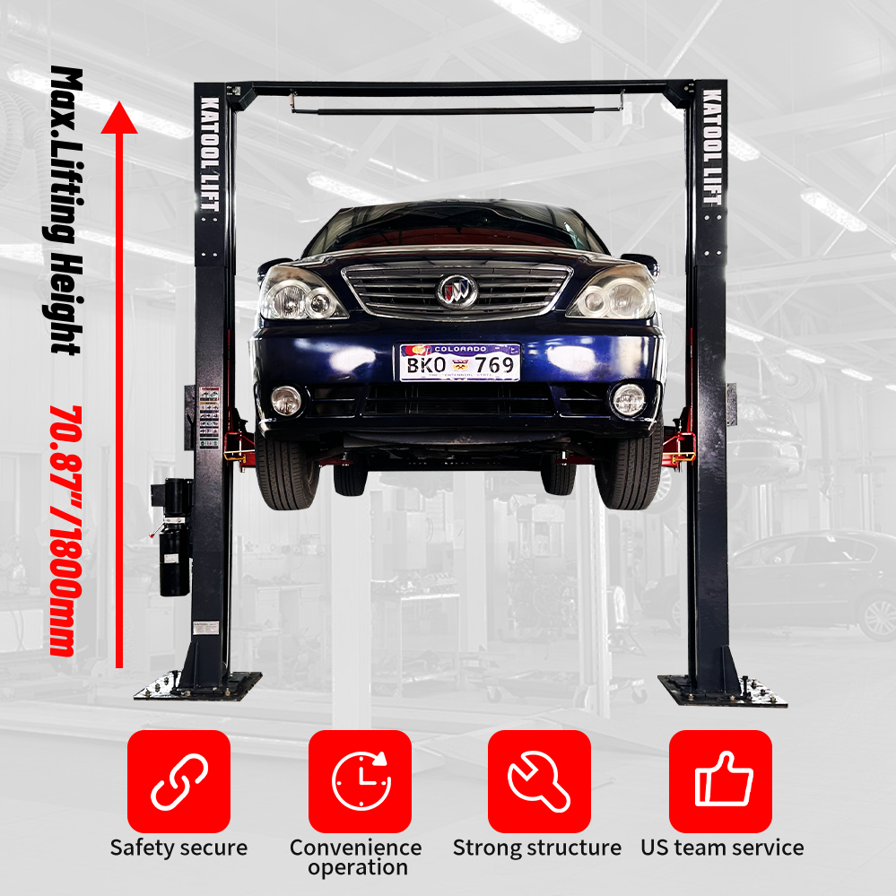 KATOOL KT-AM120SD 12000 lbs. Clear Floor Two Post Lift with Direct Drive and Assym Arms