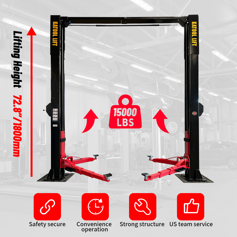 KATOOL KT-M150D 15000 lbs. Clear Floor Two Post Lift Single Lock Release