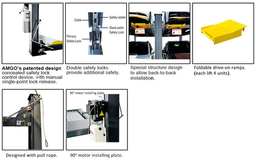 AMGO 409-DPX 9,000lb Double Parking Four Post Lift