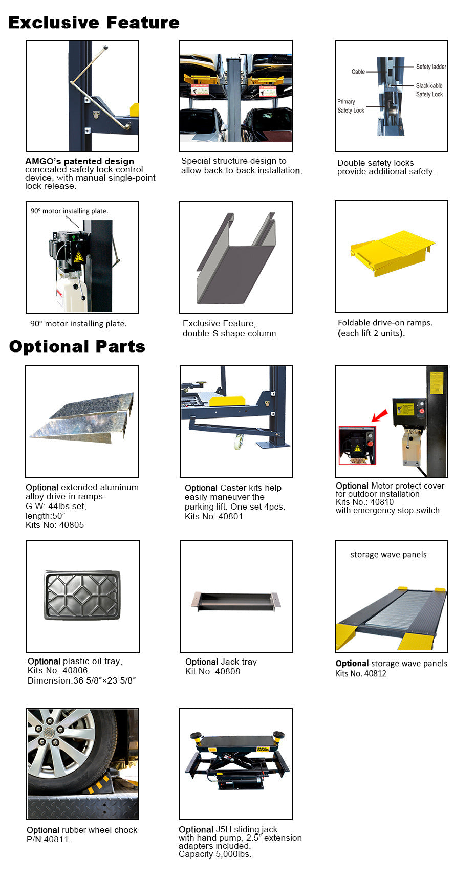 AMGO 407-P 7,000lb Storage Four Post Lift