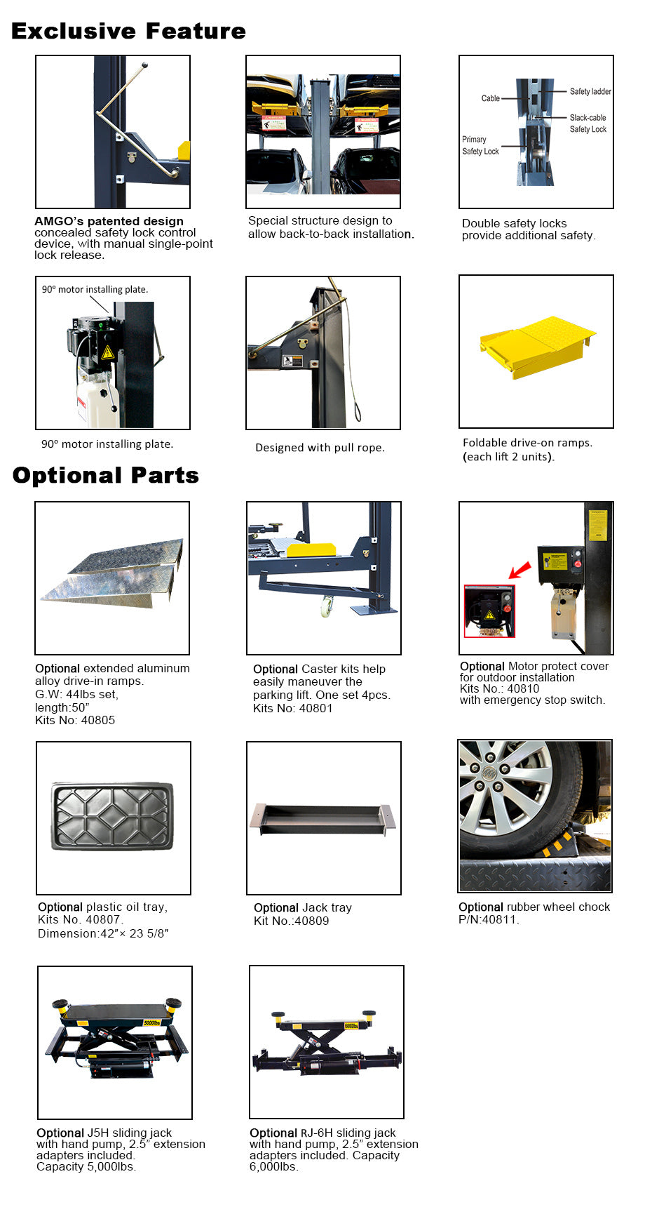 AMGO 409-HP 9,000lb Storage Four Post Lift