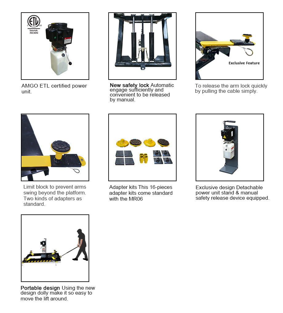 AMGO MR06 6,000lb Portable Mid Rise Scissor Lift