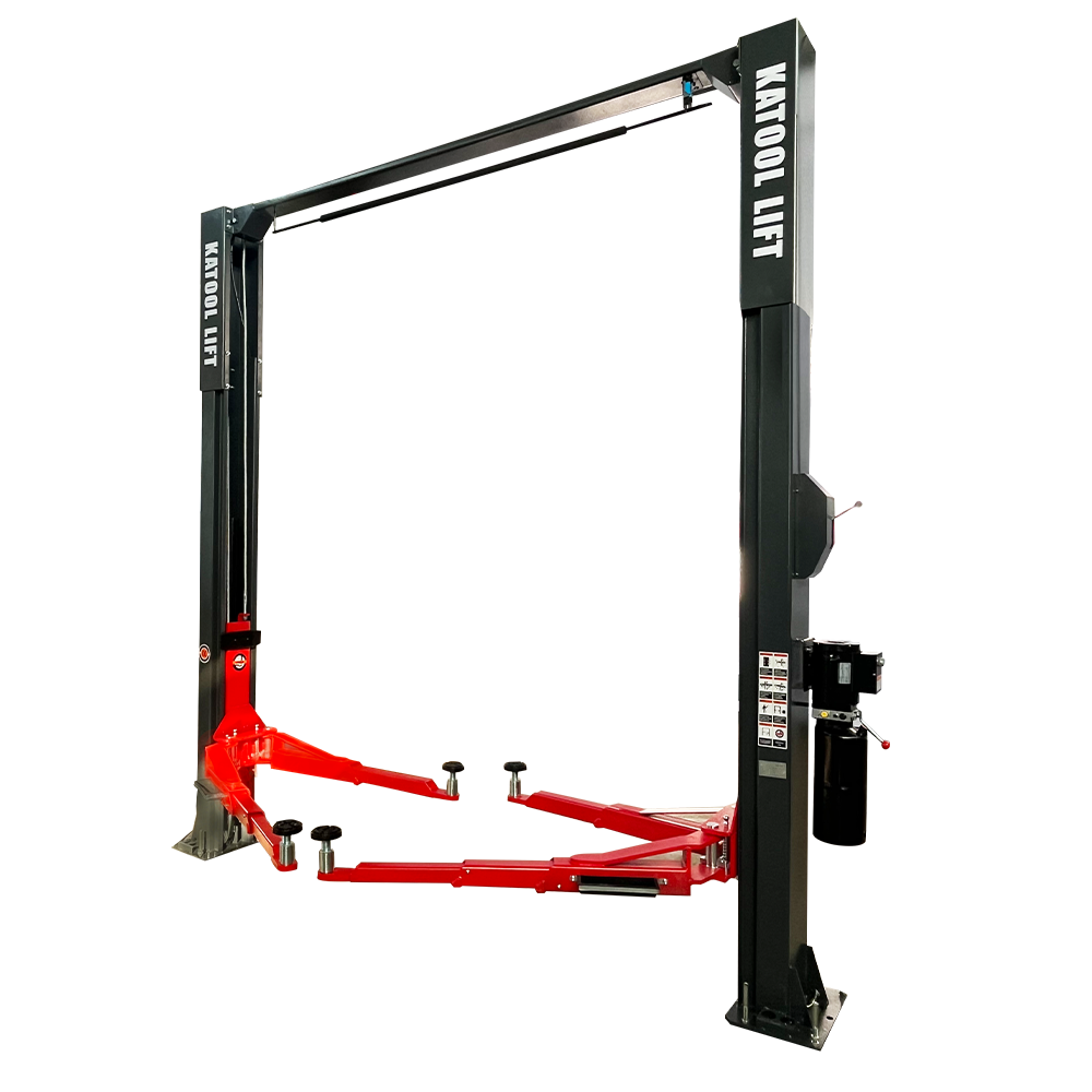 KATOOL KT-AS110D 11000 lbs. Clear Floor Two Post Lift - Direct Drive and Assymetric Arms