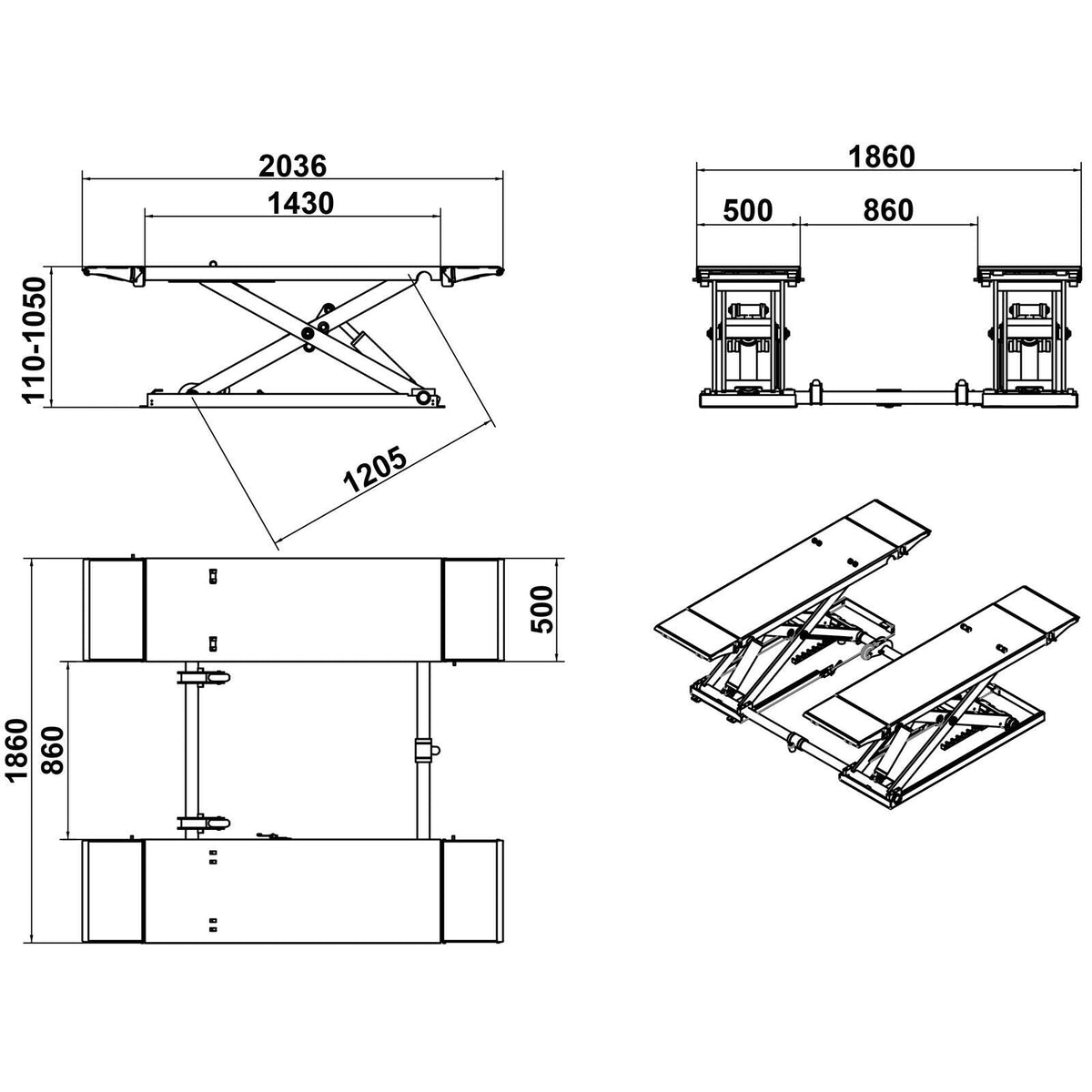 KATOOL KT-X80 8000 lbs. Pneumatic Lock Release Scissor Lift (110v or 220v)