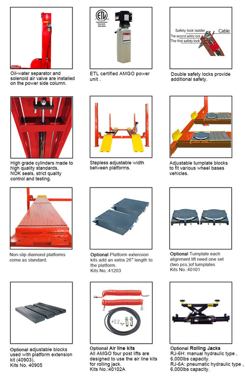 AMGO PRO-12A 12,000lb Alignment Four Post Lift