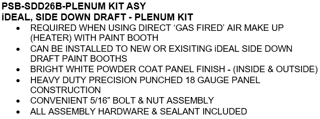 iDEAL PSB-SDD26B-PLENUM Canopy Plenum Kit for Side Down Paint Booth