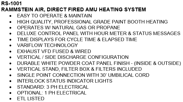 Rammstein Paint Booth Gas Heater (3 Phase) - RS-1001-3PH-230V-13K-5HP