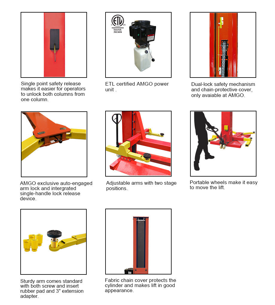 AMGO SML-7 Portable Single Column Lift - 7,000lbs