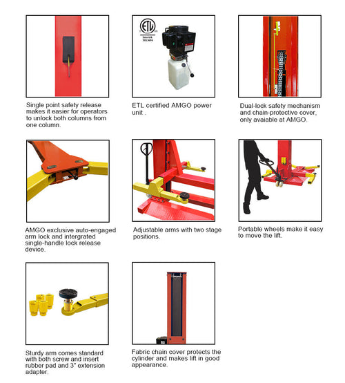 AMGO SML-7 Portable Single Column Lift - 7,000lbs