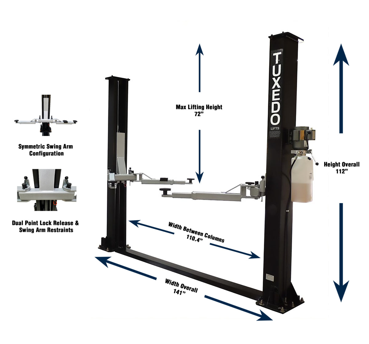 Tuxedo TP9KF-TUX 9,000lb Two Post Lift