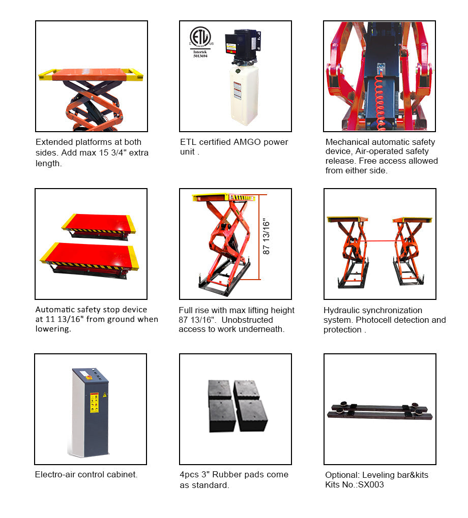 AMGO XL-9F Flush Mount 9,000lb Scissor Lift