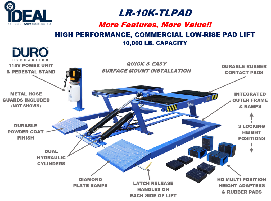iDEAL LR-10K-TLPAD 10,000lb Low Rise Pad Lift