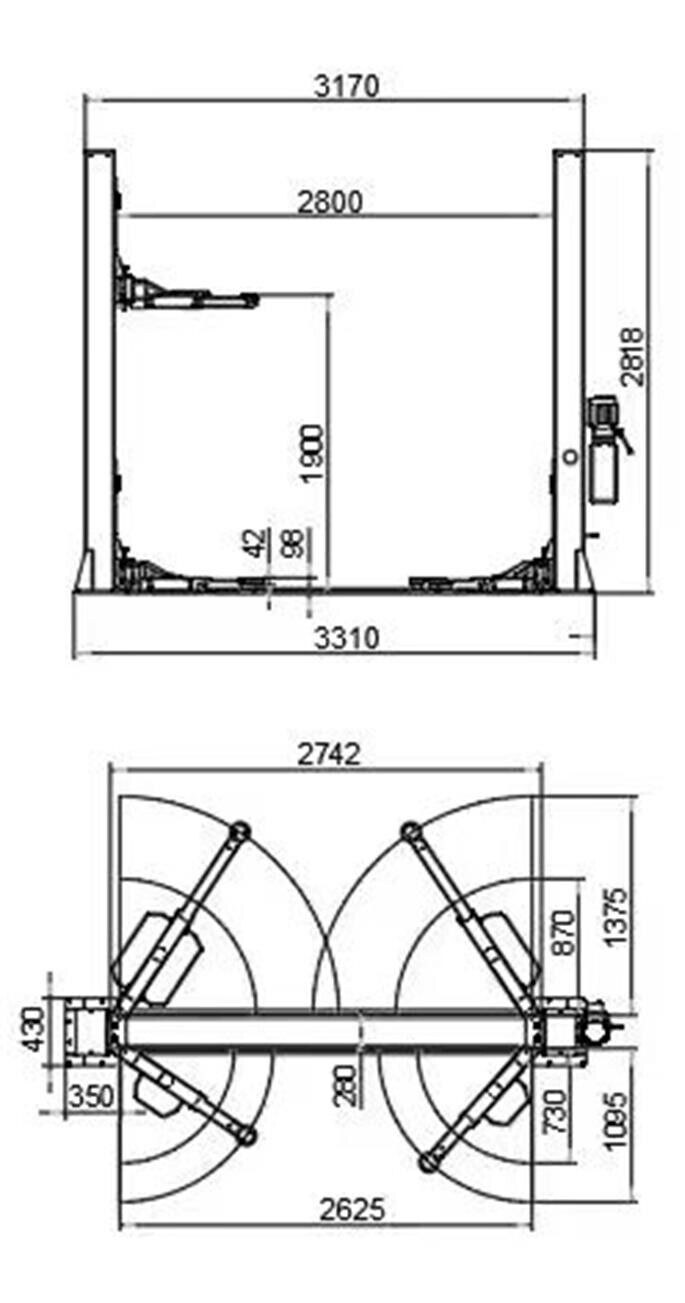 KATOOL KT-H120D 12000 lbs. Floor Plate Two Post Lift