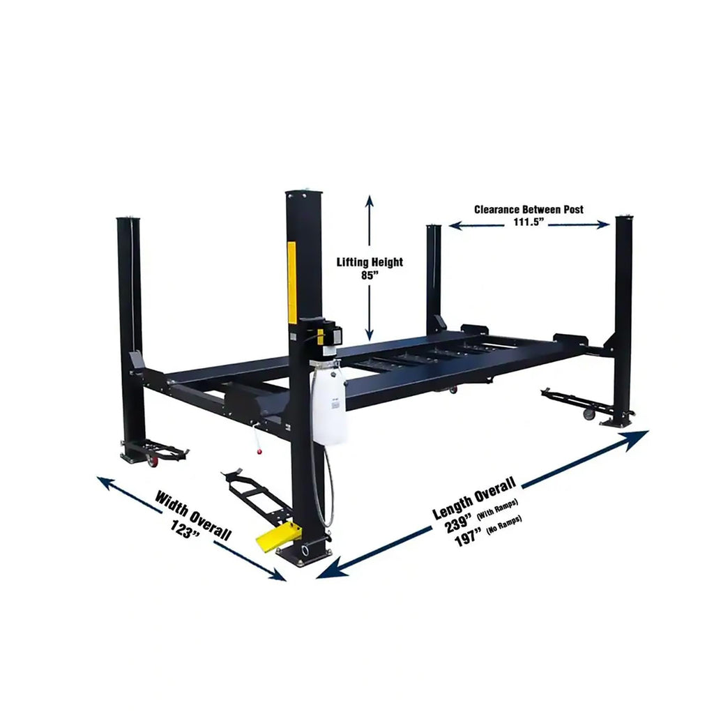 Tuxedo FP9K-DX-XLT 9,000lb Four Post Lift - Extra Length / Height
